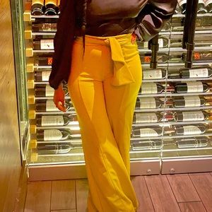 Lime green wide-leg pants. Size L